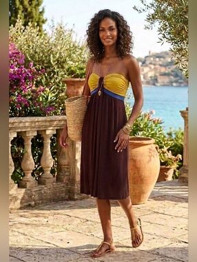 T-BAGS | Strapless Colour-blocked Dress